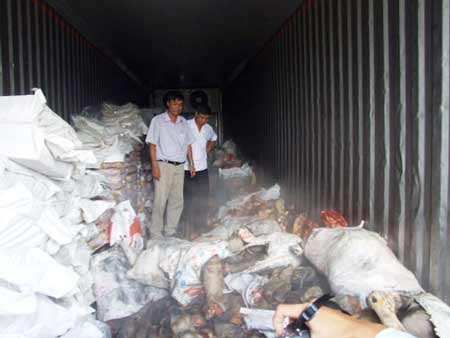 Police detect containers stuffed with eight tonnes of decomposed meat Police detect containers stuffed with eight tonnes of decomposed meat